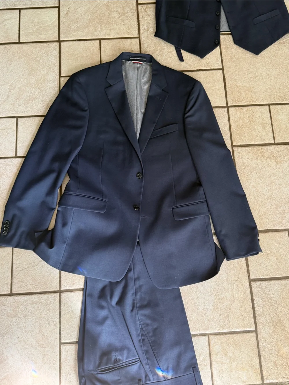 Tommy Hilfiger Men's Dark Navy 3-Piece Suit - Tailored Blazer & Trousers